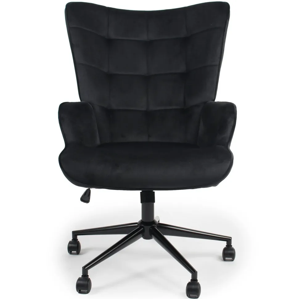 Fauteuil de bureau moderne à haut dossier Florelo Velours Noir
