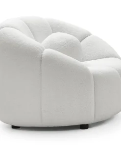 Fauteuil design arrondi Sidonie Tissu bouclette Blanc