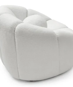 Fauteuil design arrondi Sidonie Tissu bouclette Blanc