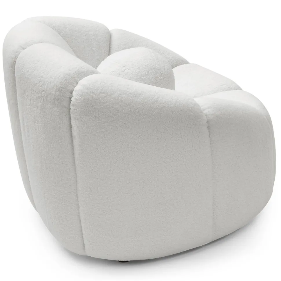 Fauteuil design arrondi Sidonie Tissu bouclette Blanc