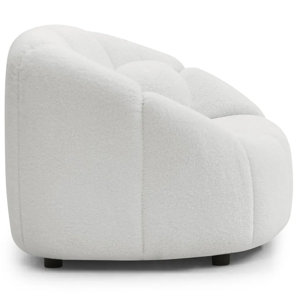 Fauteuil design arrondi Sidonie Tissu bouclette Blanc