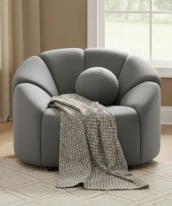 Fauteuil design arrondi Sidonie Velours Gris