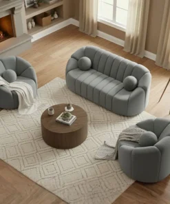 Fauteuil design arrondi Sidonie Velours Gris