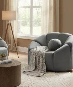 Fauteuil design arrondi Sidonie Velours Gris