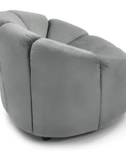 Fauteuil design arrondi Sidonie Velours Gris