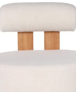Fauteuil design Canelo Bois clair et Tissu bouclette Crème