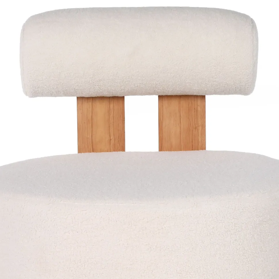 Fauteuil design Canelo Bois clair et Tissu bouclette Crème