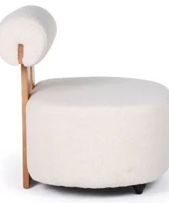 Fauteuil design Canelo Bois clair et Tissu bouclette Crème