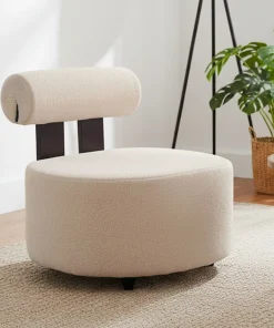 Fauteuil design Canelo Bois foncé et Tissu bouclette Beige