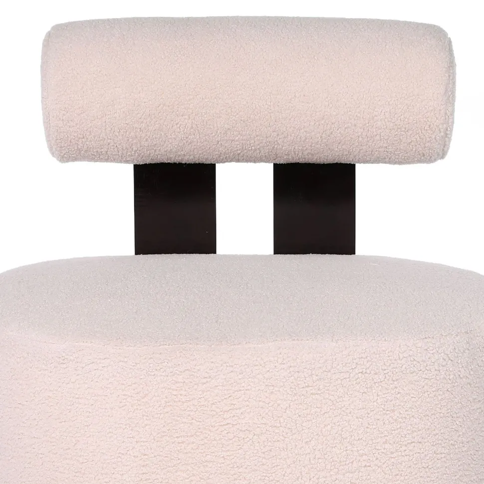 Fauteuil design Canelo Bois foncé et Tissu bouclette Beige