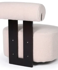 Fauteuil design Canelo Bois foncé et Tissu bouclette Beige