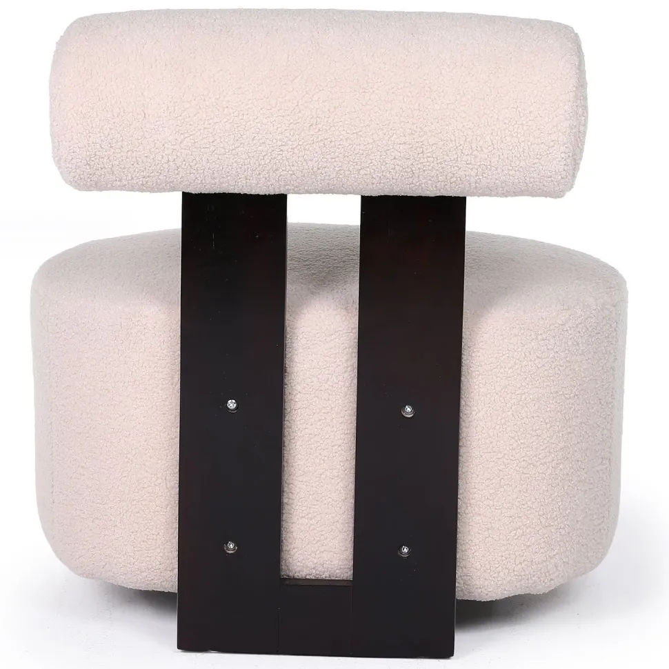 Fauteuil design Canelo Bois foncé et Tissu bouclette Beige
