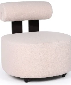 Fauteuil design Canelo Bois foncé et Tissu bouclette Beige