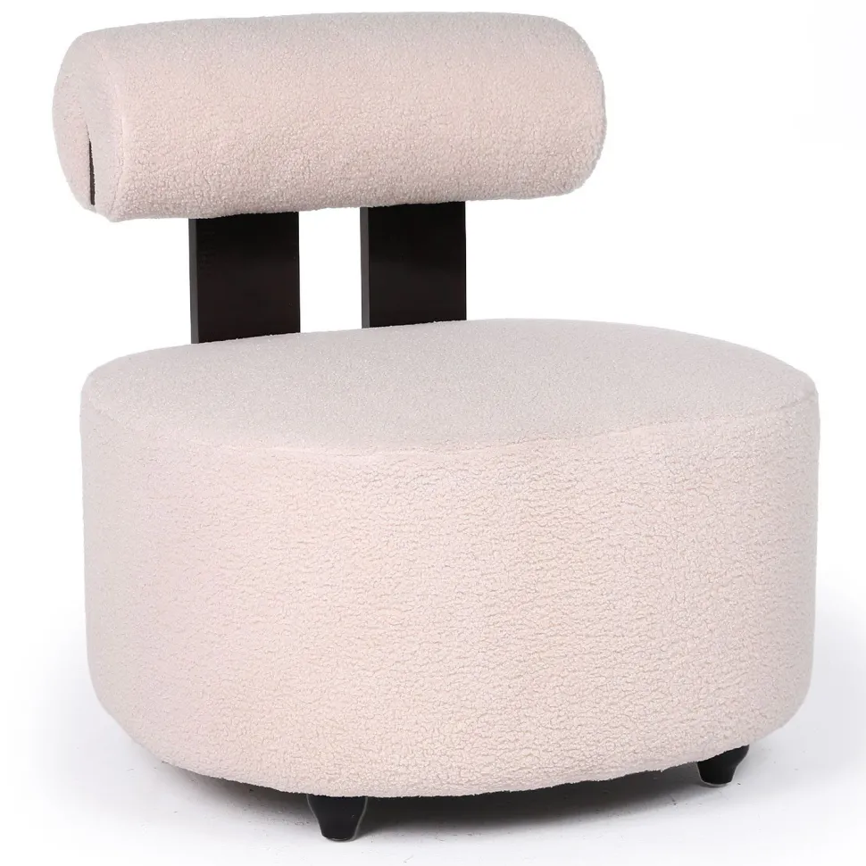 Fauteuil design Canelo Bois foncé et Tissu bouclette Beige