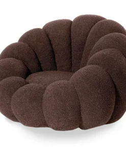 Fauteuil design coquillage Arielina Tissu bouclette Marron