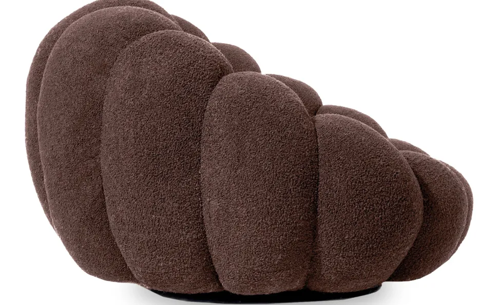 Fauteuil design coquillage Arielina Tissu bouclette Marron