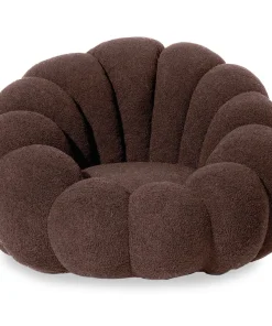 Fauteuil design coquillage Arielina Tissu bouclette Marron