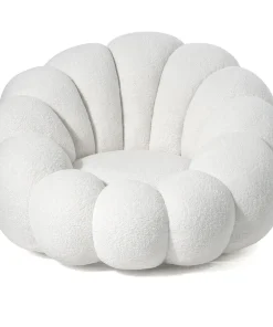 Fauteuil design coquillage Arielina Tissu bouclette Blanc
