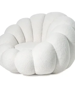Fauteuil design coquillage Arielina Tissu bouclette Blanc