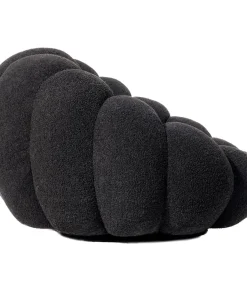 Fauteuil design coquillage Arielina Tissu bouclette Noir