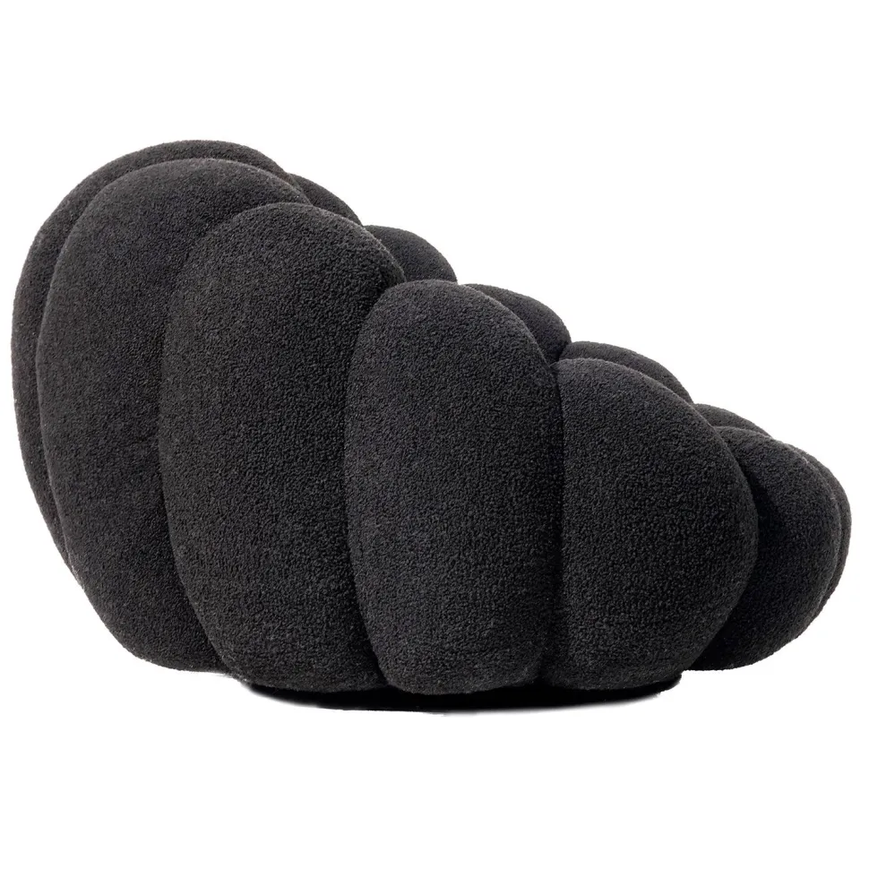 Fauteuil design coquillage Arielina Tissu bouclette Noir