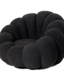 Fauteuil design coquillage Arielina Tissu bouclette Noir