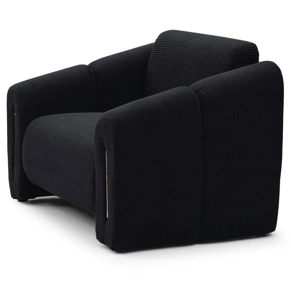 Fauteuil design Maximilien Métal doré et Velours côtelé Noir