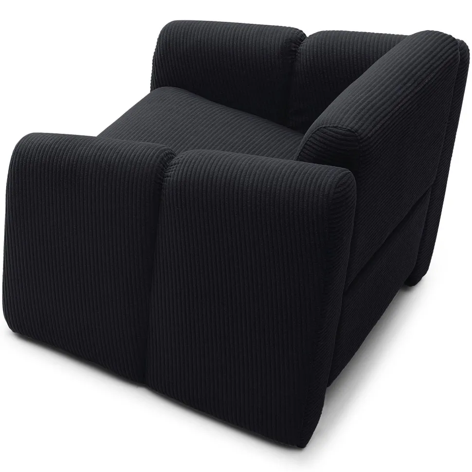 Fauteuil design Maximilien Métal doré et Velours côtelé Noir