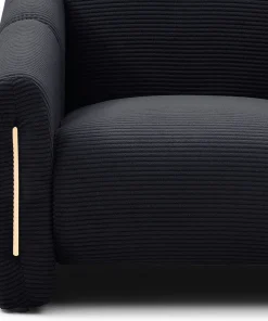 Fauteuil design Maximilien Métal doré et Velours côtelé Noir