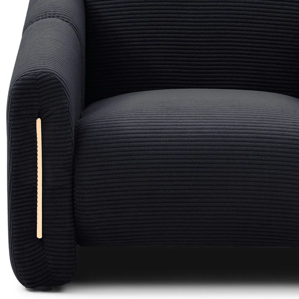 Fauteuil design Maximilien Métal doré et Velours côtelé Noir