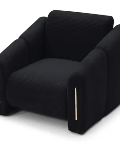 Fauteuil design Maximilien Métal doré et Velours côtelé Noir