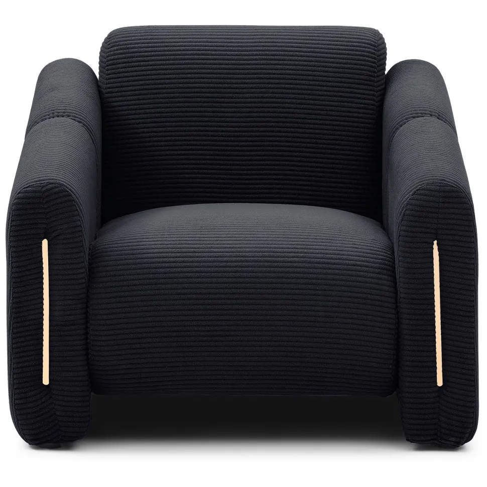 Fauteuil design Maximilien Métal doré et Velours côtelé Noir