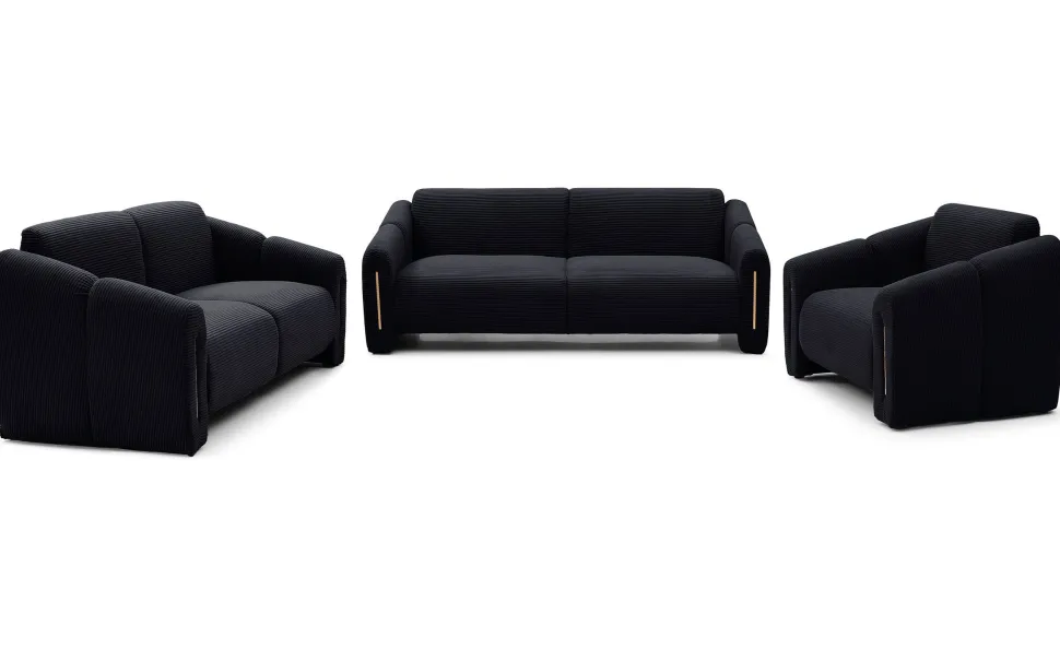 Fauteuil design Maximilien Métal doré et Velours côtelé Noir
