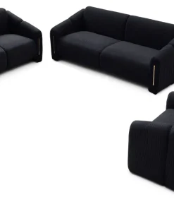 Fauteuil design Maximilien Métal doré et Velours côtelé Noir
