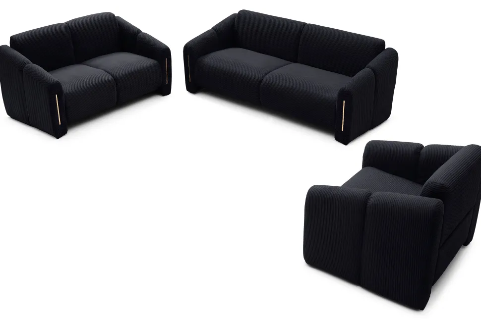 Fauteuil design Maximilien Métal doré et Velours côtelé Noir