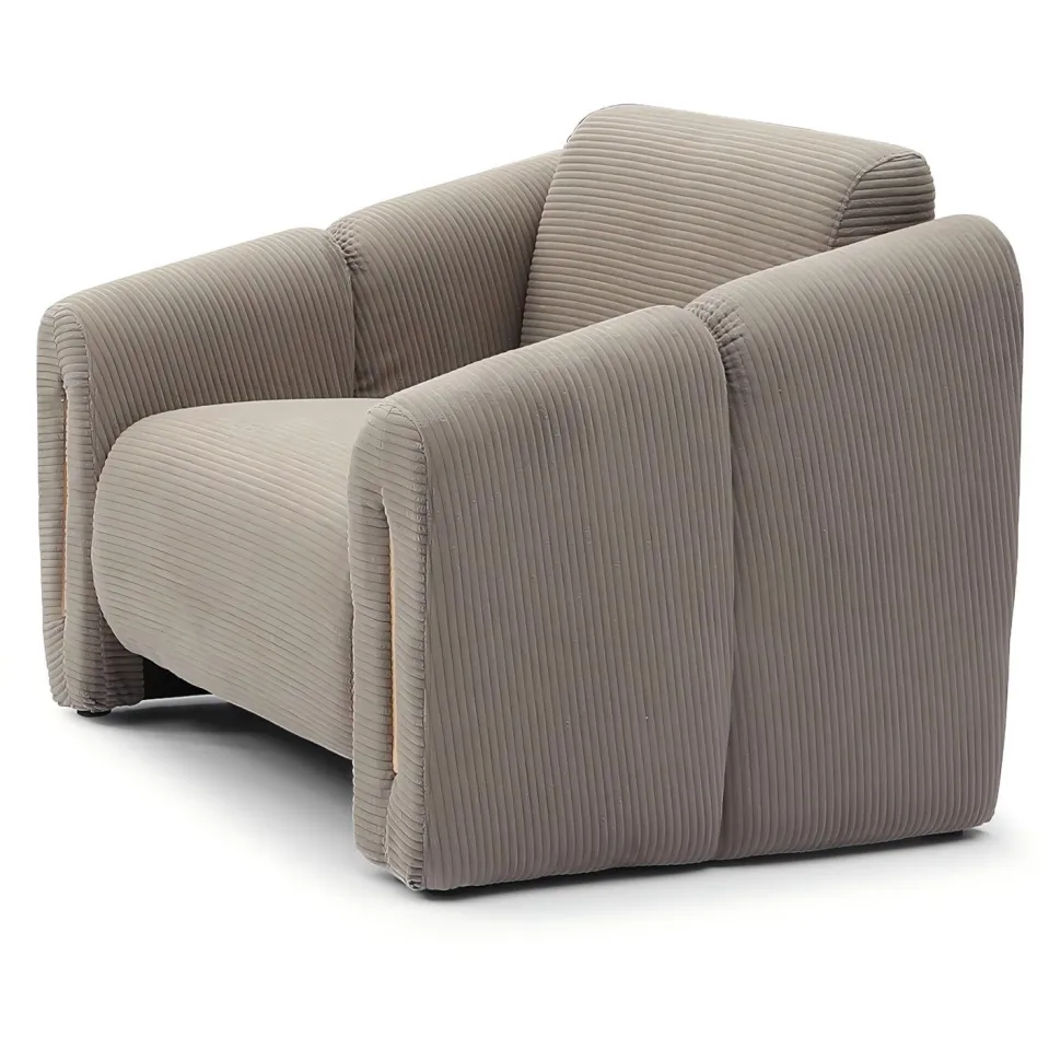 Fauteuil design Maximilien Métal doré et Velours côtelé Taupe
