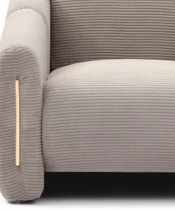 Fauteuil design Maximilien Métal doré et Velours côtelé Taupe