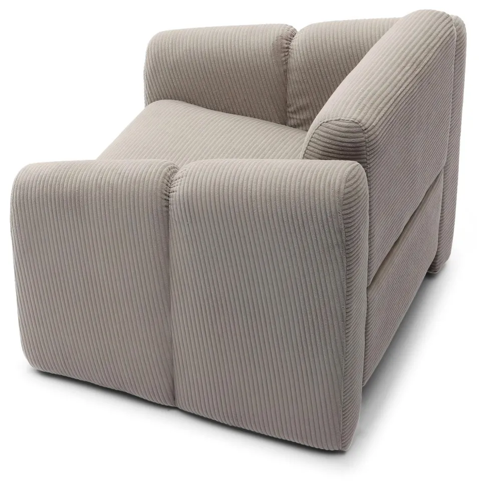 Fauteuil design Maximilien Métal doré et Velours côtelé Taupe