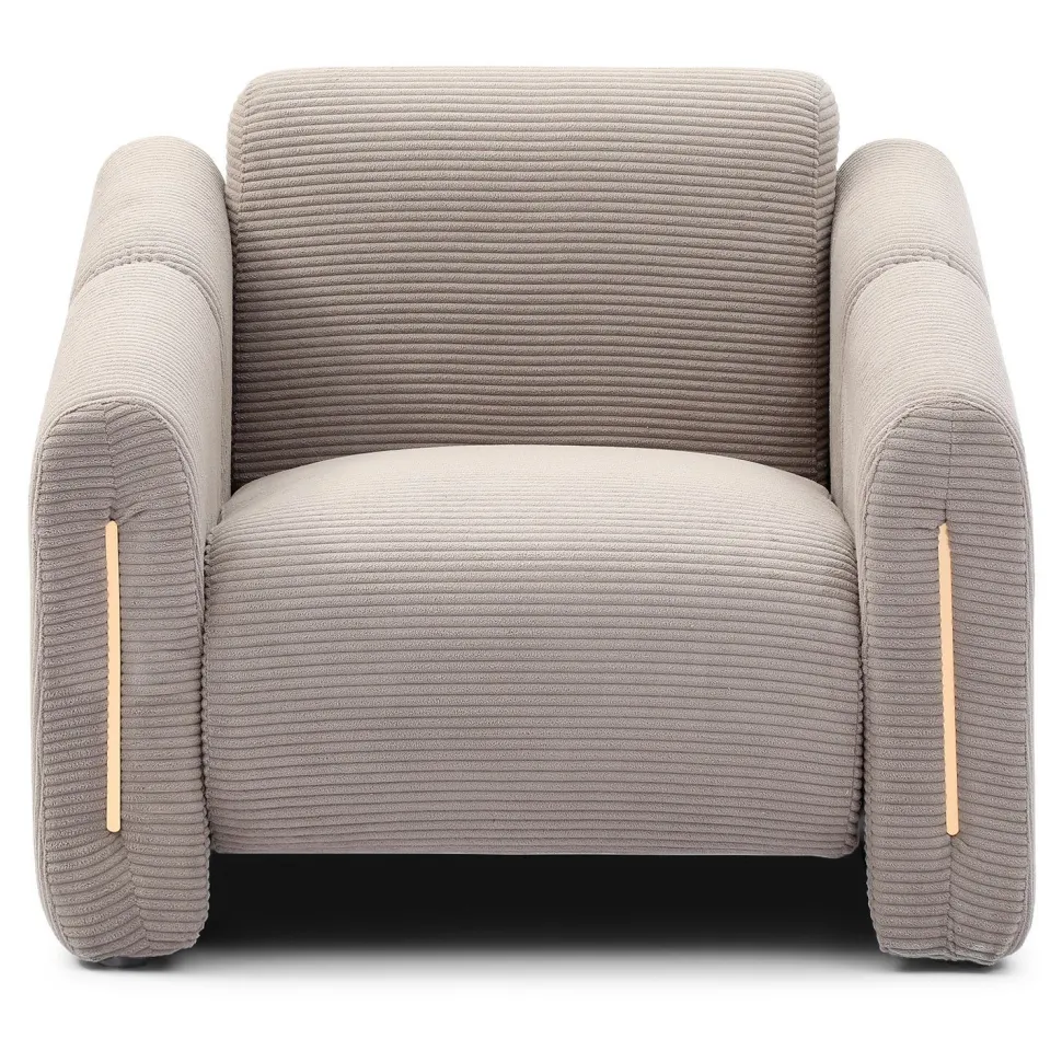Fauteuil design Maximilien Métal doré et Velours côtelé Taupe