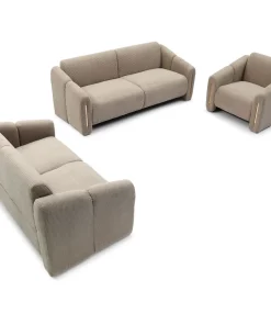 Fauteuil design Maximilien Métal doré et Velours côtelé Taupe