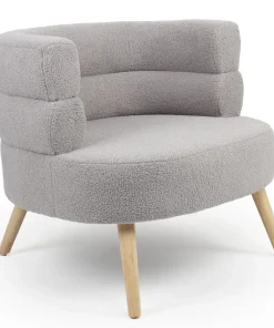 Fauteuil design scandinave arrondi Riviani Tissu bouclette Gris