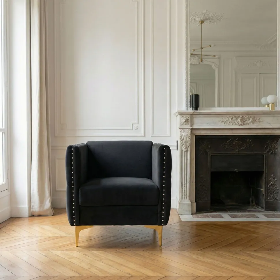 Fauteuil Joshua Velours Noir