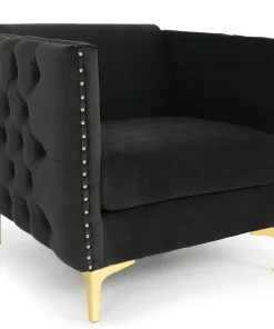 Fauteuil Joshua Velours Noir
