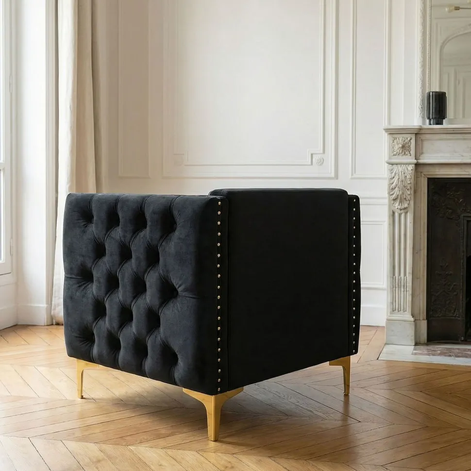 Fauteuil Joshua Velours Noir