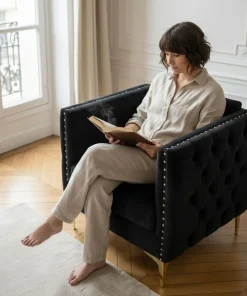 Fauteuil Joshua Velours Noir