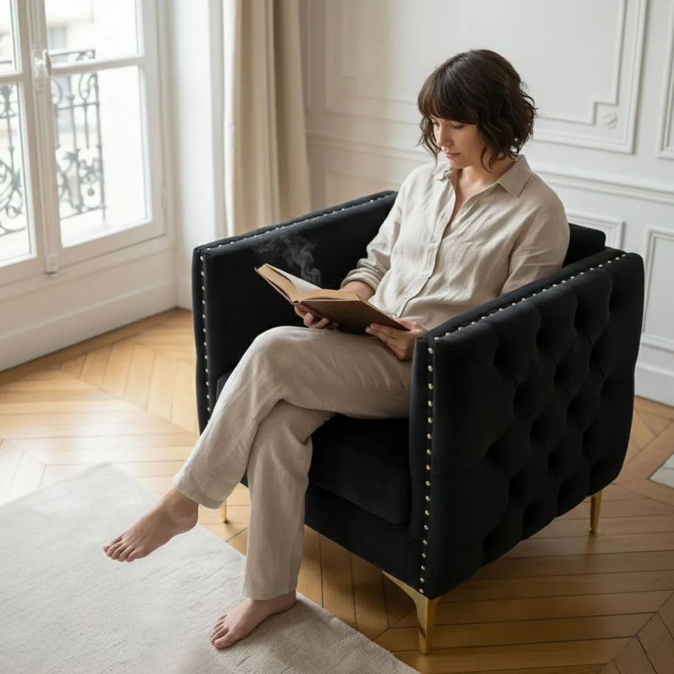 Fauteuil Joshua Velours Noir