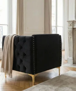 Fauteuil Joshua Velours Noir