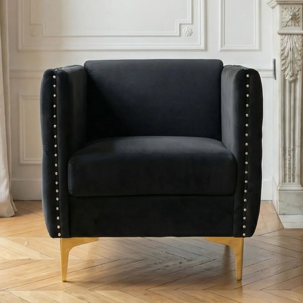 Fauteuil Joshua Velours Noir