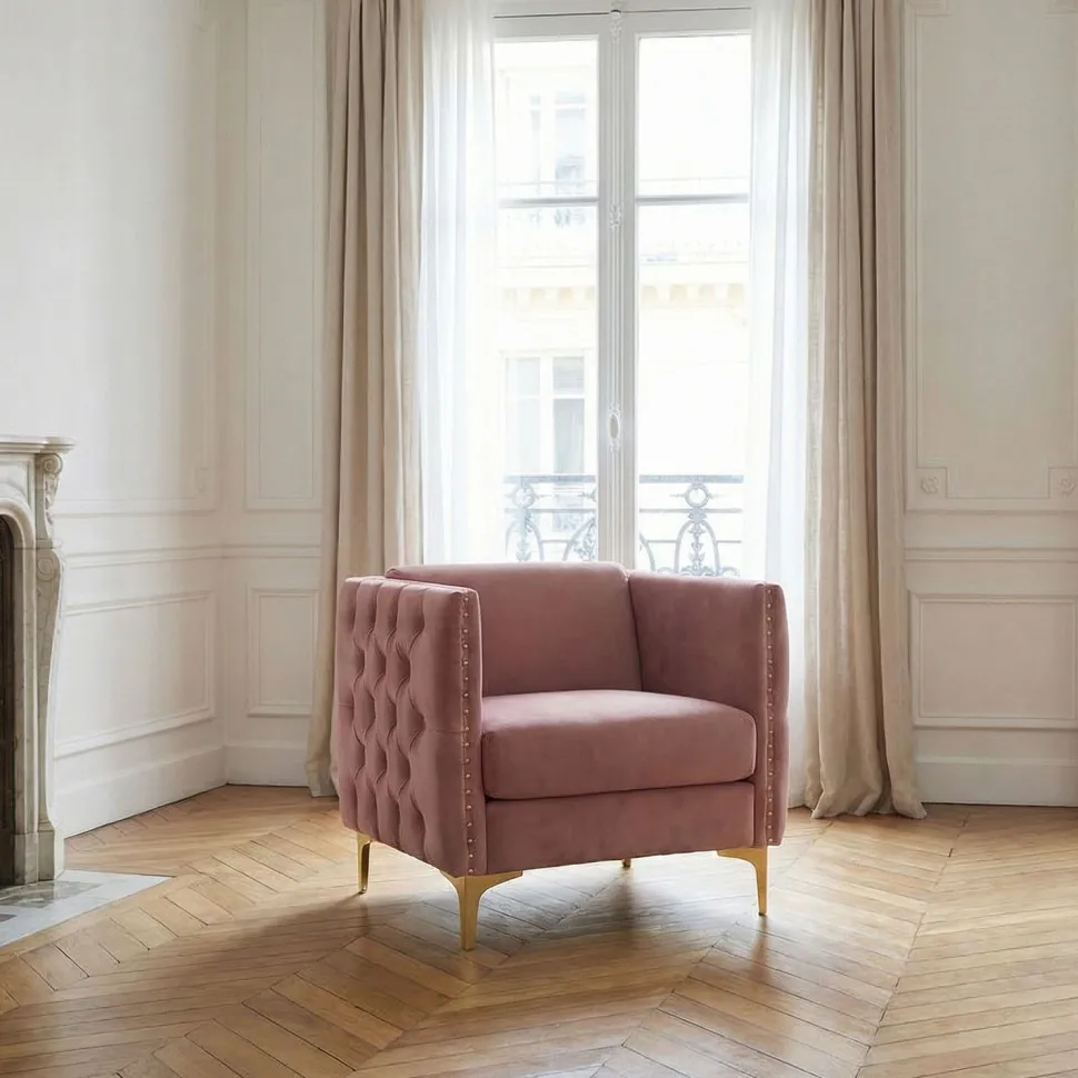 Fauteuil Joshua Velours Rose