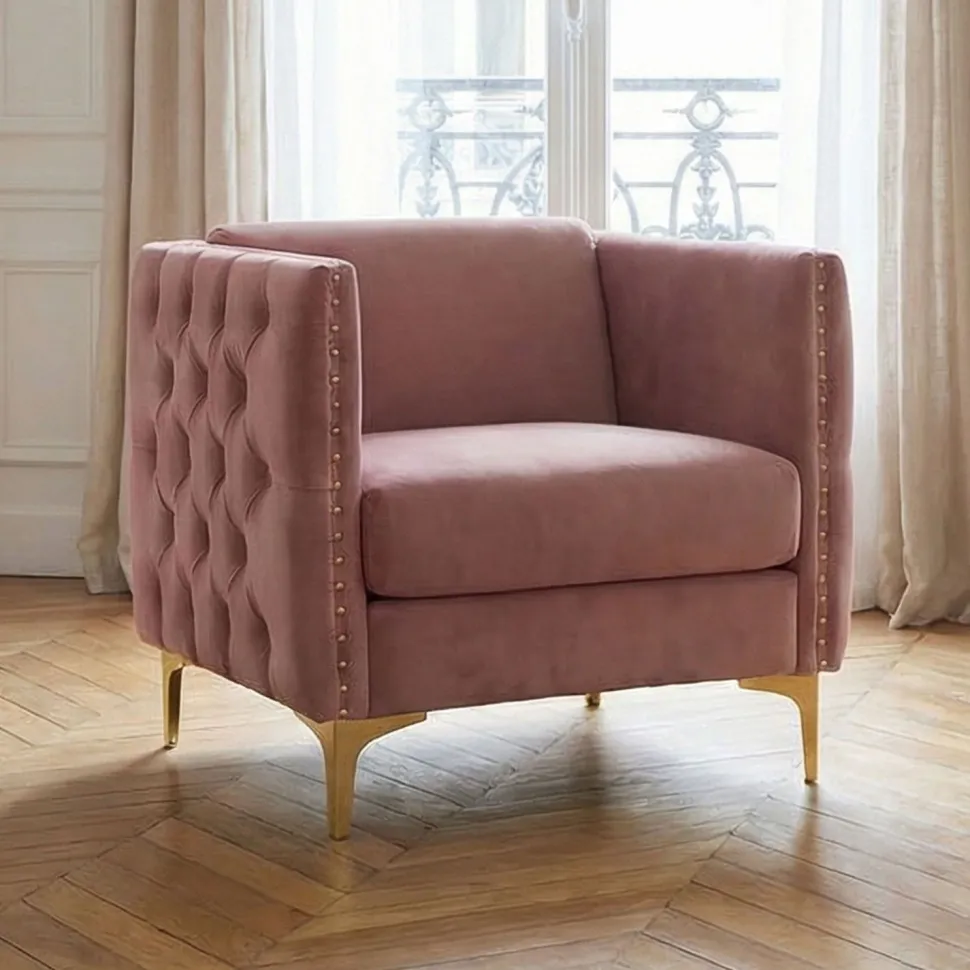 Fauteuil Joshua Velours Rose
